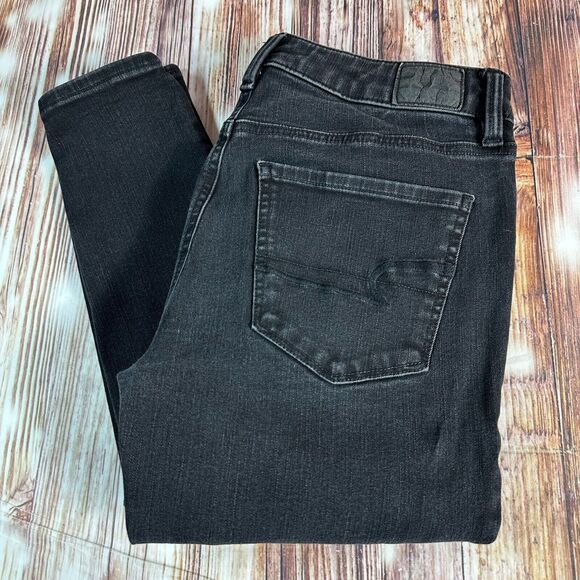 American Eagle SUPER HI RISE JEGGING Size 8 Short Black Jeans Denim Pants 26x24 - Picture 13 of 13